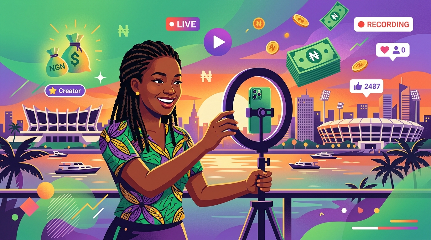 Nigerian content creator earning money with smartphone and ClipperFC app